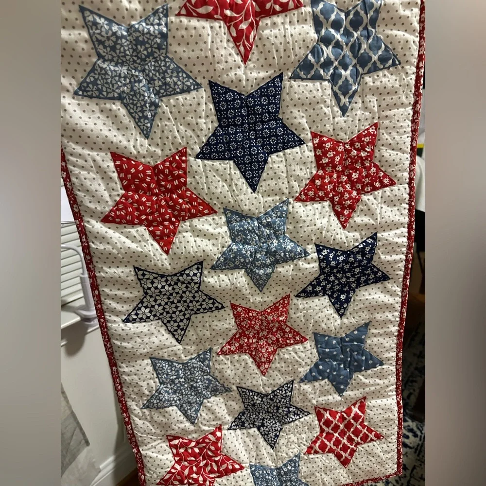 Storehouse Americana Star Table Runner - Red, Blue, White - Picture 3 of 3
